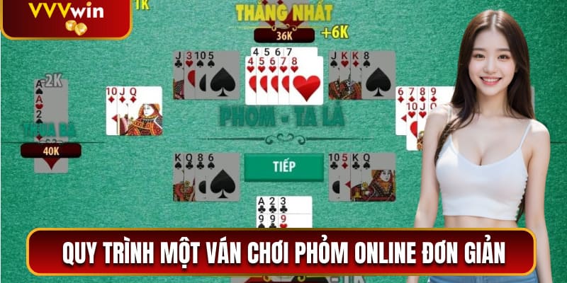 Quy trình một ván chơi phỏm online đơn giản